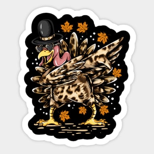 Leopard print Dabbing Turkey Thanksgiving Sticker